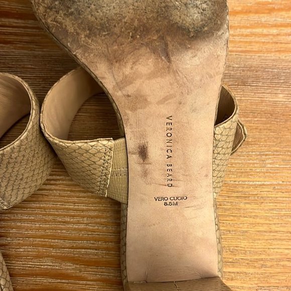 VERONICA BEARD Galoma Heeled Textured Leather Sandal - Coco - 8.5 - Picture 10 of 10